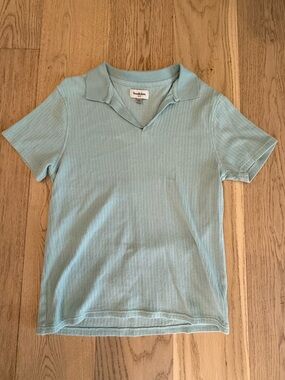 ❤️ Goodfellow & Co - Light Aqua Split Neck Knit Polo - M